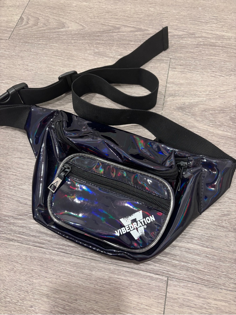 VIBEDRATION- Black Holographic Festival Bag